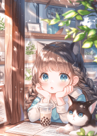 可愛貓娘喝飲料 8