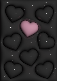 ぷっくりハート柄2 [ブラック&ピンク]
