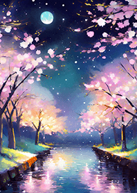 Beautiful night cherry blossoms#357