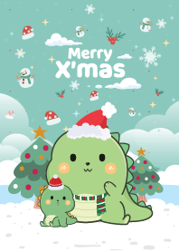 ไดโน ริมทะเล วันคริสต์มาส สีเขียวพาสเทล