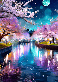 Beautiful night cherry blossoms#771