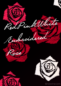 レッド ピンク ホワイト 刺繍 バラ