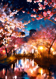 Beautiful night cherry blossoms#1535