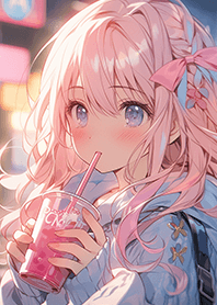 下課喝飲料的可愛女孩❤