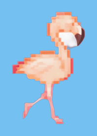 Flamingo Pixel Art Tema Azul 05