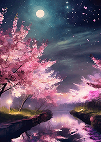 Beautiful night cherry blossoms#2155