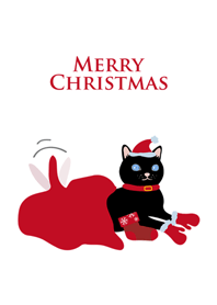 Black cat happy christmas
