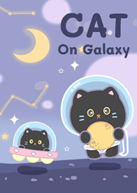 Black Cat On Purple Galaxy!