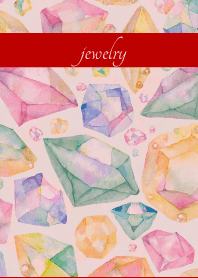 Pastel Gems on red & beige