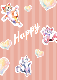 Naughty cats5 on pink & blue JP
