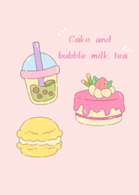 Cake and bubble milk tea