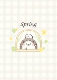 Hedgehog and Shimaenaga -spring- beige2