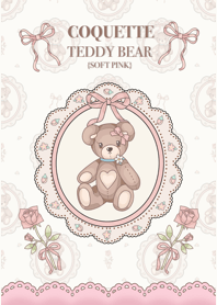 Cute bear: coquette teddy bear-soft pink