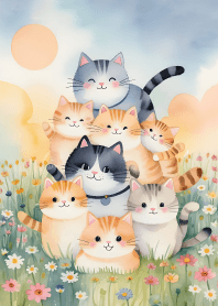 Cute little cat in a flower field 1(JP)