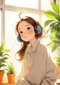 Cute Girl Listening to Music V.5