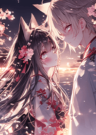 ⭐夕暮れの着物猫耳恋人❤️紫