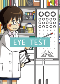 視力検査をする女の子と先生
