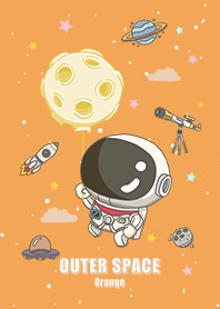 浩瀚宇宙 可愛寶貝太空人 滿月 橘色