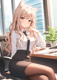 Cute cat girl secretary 1