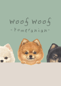 Woof Woof - Pomeranian - DUSTY GREEN
