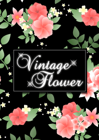 Vintage flower-Red&black-