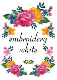 flower embroidery-white-