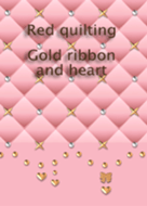Red quilting(Gold ribbon and heart)