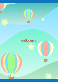 空と気球と星 白と青
