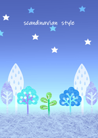 Cute Nordic night forest.