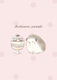 Hedgehog and Autumn sweets -pink- dot