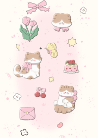 cat tied with ribbon1