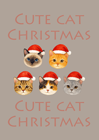 可愛貓咪聖誕節-咖啡色