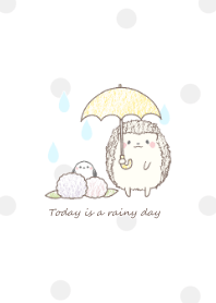 Hedgehog and Shimaenaga -rain- white 2