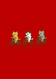 Cat riding a bicycle red