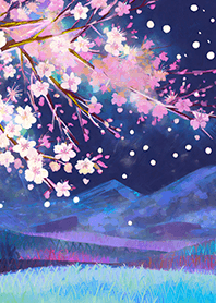 Beautiful night cherry blossoms#1119