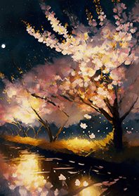 Beautiful night cherry blossoms#1702
