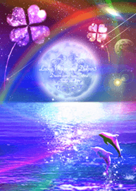 Lucky Moon and Dolpin Rainbow-colored