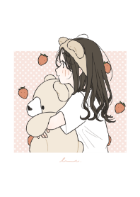 Strawberry and Teddy bear and me -girl-