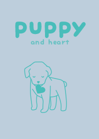 puppy & heart Powder blue
