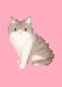 Tema Seni Piksel Kucing Merah Muda 04