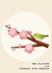 Ume blossoms and Japanese bush warbler