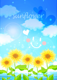 ひまわりと夏景色・青空の下