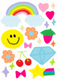smile face and rainbow x(white)