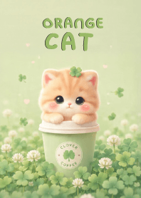 Lovely Orange Cat In Green Clover