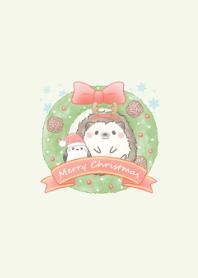 Hedgehog and Shimaenaga -Xmas- green
