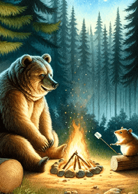 bear and hamster campfire