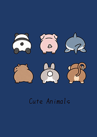Cute animal butts(Navy blue)