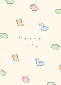 小さな恐竜．ベージュパステル