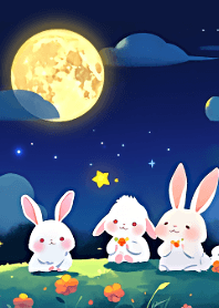 rabbit and  moon
