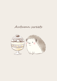 Hedgehog and Autumn sweets -brown-